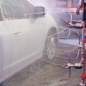 Blast arch spraying car