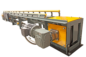 Photo of conveyer system used in fleet washing equipment