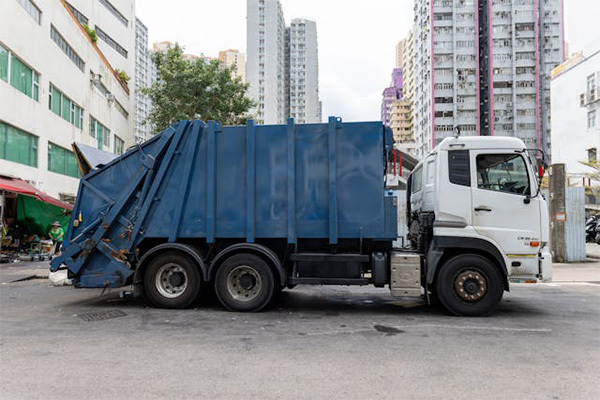 Garbage truck in the city.