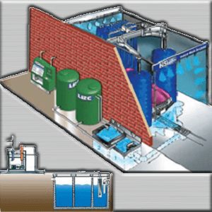 Illustration of water reclaim used in fleet wash systems