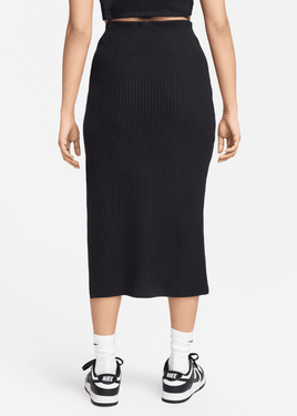 Nike Chill Knit Slim Ribbed Midi Skirt - FQ1636-010 - Black/Black