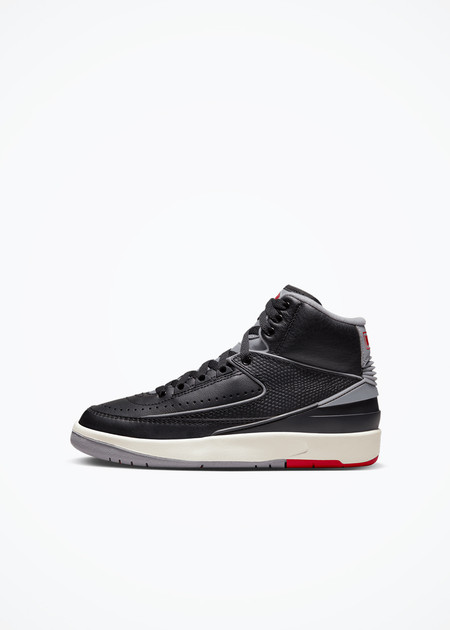 Air Jordan 2 Retro (GS) - DQ8562-001 - Black/Cement Grey-Fire Red-Sail