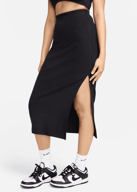 Nike Chill Knit Slim Ribbed Midi Skirt - FQ1636-010 - Black/Black