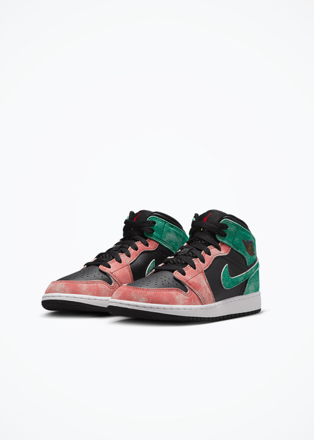 Air Jordan 1 Mid SE (GS) - FQ1292-003 - Black/Pine Green-Dune Red-Pine Green