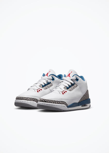 Air Jordan 3 Retro "True Blue" (GS) - DM0967-104 - White/Fire Red-True Blue