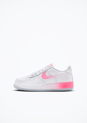 Nike Big Kids Air Force 1 Lv8 (Gs) (white / lotus pink-yellow gold-blue jay)