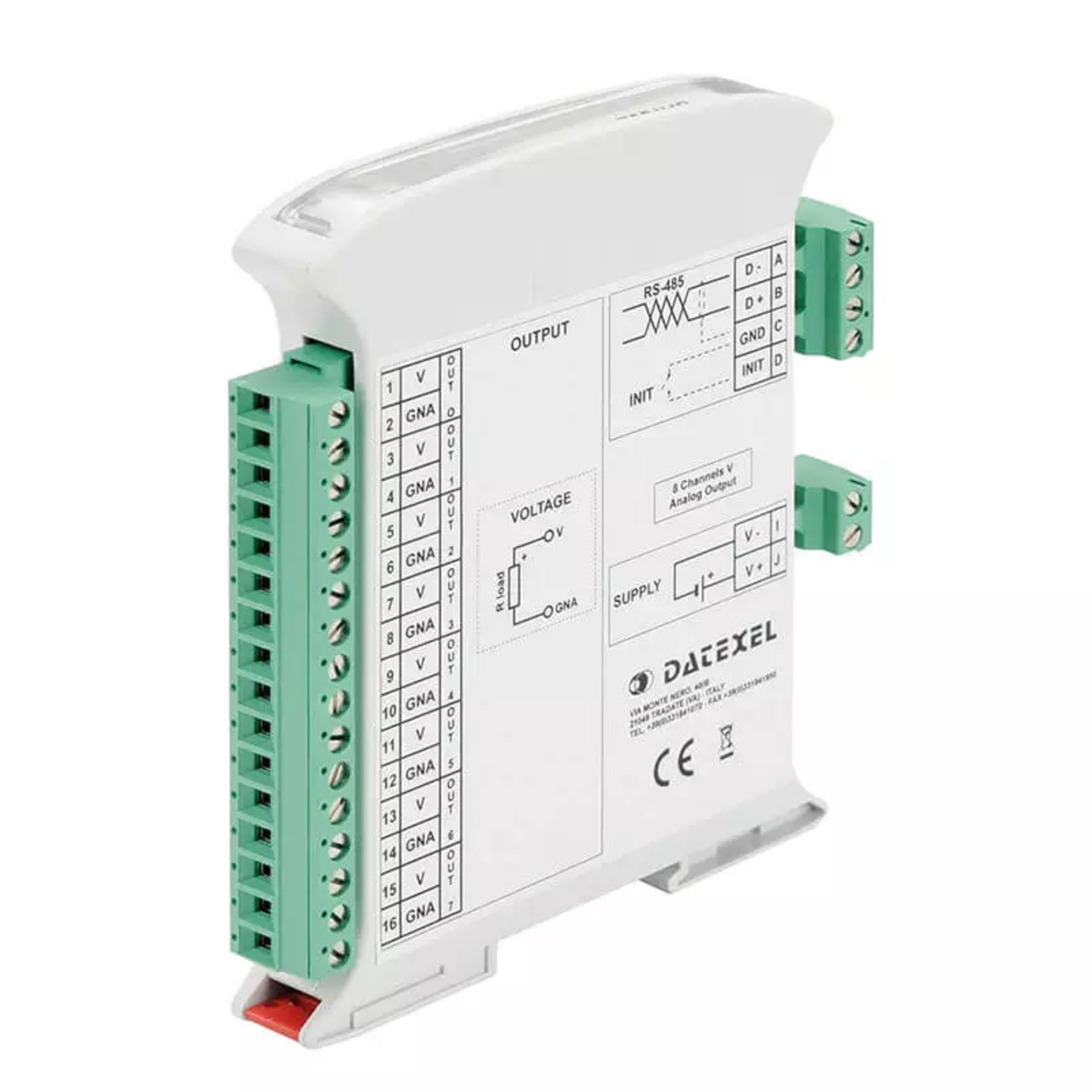 Datexel Isolated Modbus RTU IO Module on RS-485 network - DAT3012