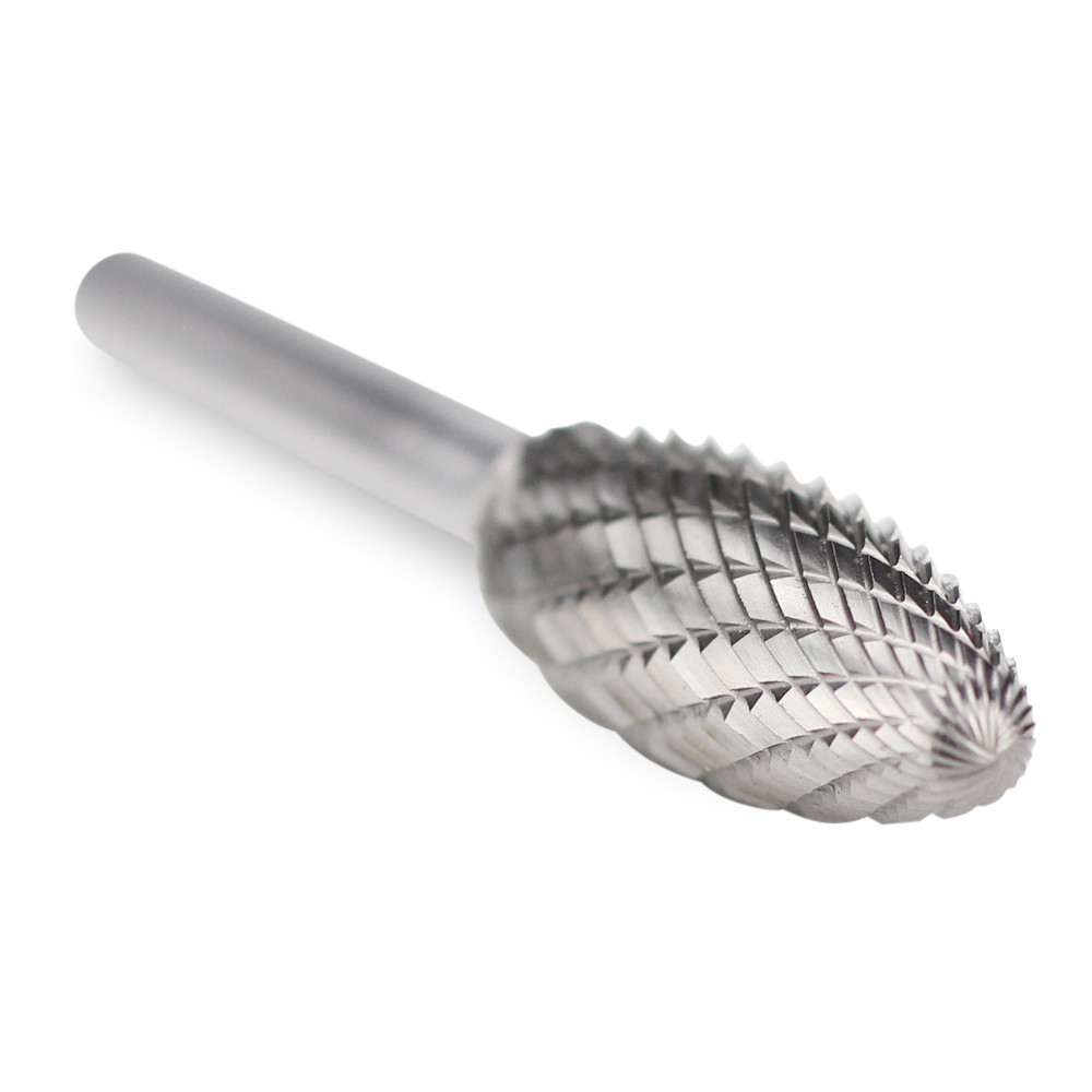 Flame Shape Tungsten Carbide Burr, Double Cut - 1/4