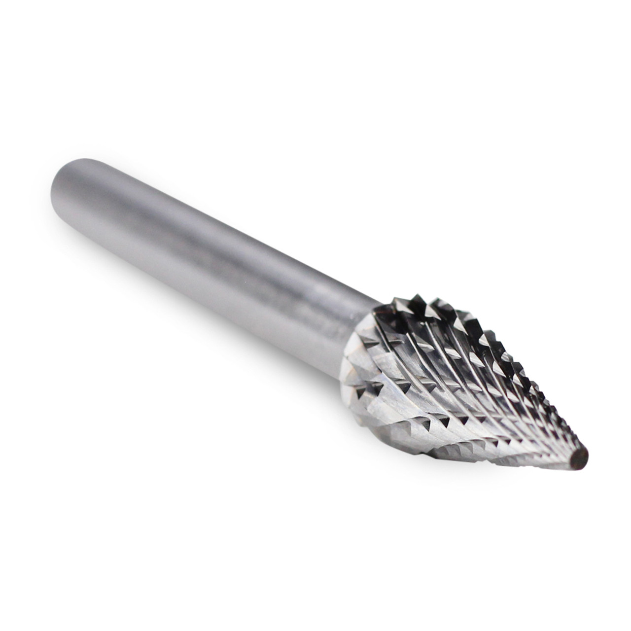 Pointed Cone Tungsten Carbide Burr, Double Cut - 1/4