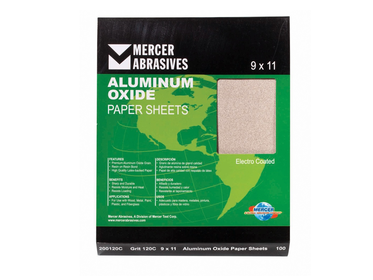 Mercer 9" x 11" Sandpaper Sheets Dry Aluminum Oxide
