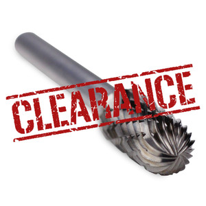 CLEARANCE Cylinder Radius End Carbide Burr, Double Cut - 1/4" Shank