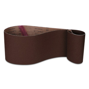 6" x 48" Aluminum Oxide Sanding Belt, coiled showing x-weight backing with 60 grit marking and directional arrows