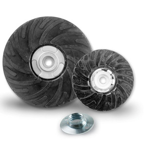 Heavy-duty 4.5-inch semi-flexible backing pad with 5/8-11 threaded arbor for angle grinders