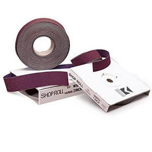 Mercer 2 inch x 50 yard premium shop roll, a durable abrasive roll with a visible core, suitable for industrial sanding and finishing