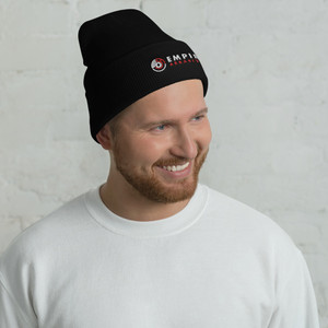 Empire Abrasives logo beanie - on male model