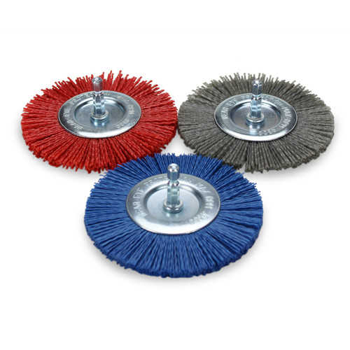 3Pcs 3Inch Nylon Filament Abrasive Wire Cup Brush Kit with 1/4 Inch ,  Include Fine Medium Coarse Grit Removal Rust