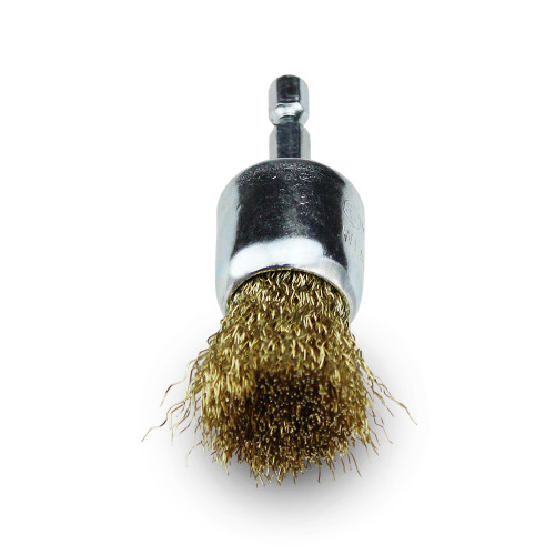 Cup Brush, Crimped, 2 in x .012 in x 1/4 in Hex Shank