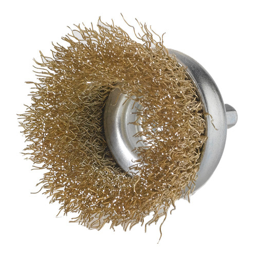 Robtec 2 in. x 1/4 in. Shank Crimped Brass Coated Steel Wire Cup Brush  200CRCS12 - The Home Depot