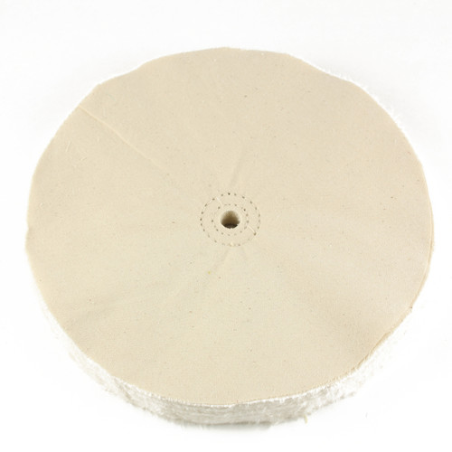 10-inch diameter, extra-thick 60-ply loose muslin cotton buffing wheel for polishing metals