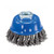 Robust 2-3/4″ x 5/8″–11 carbon steel knot cup brush with aggressive twisted wire bristles for heavy-duty cleaning and surface preparation