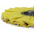 Pleated yellow cotton fabric folds on an airway buffing wheel