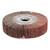 4-inch diameter aluminum oxide unmounted flap wheel, angled view showing arbor hole and multiple flap design