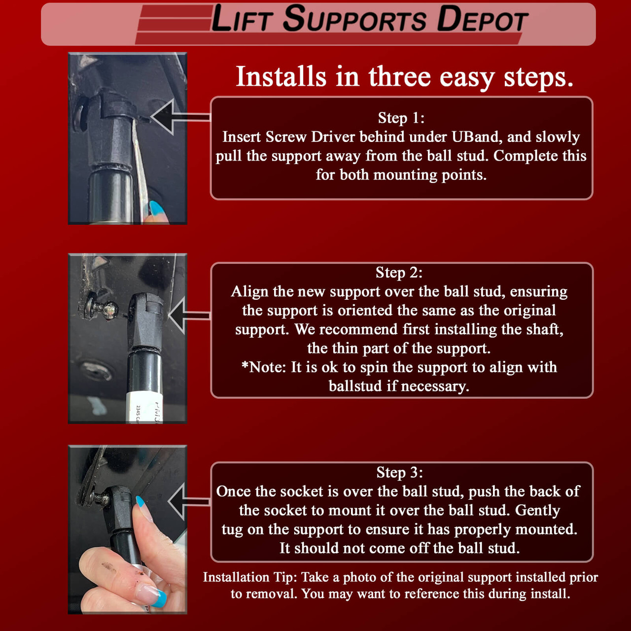 20.00 Inch Lift Supports Depot SE200P80 Lift Support With Ball Socket |  SE200P80-W