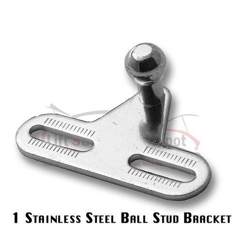 Qty (1) Ball Stud Joint 10mm=(3/8") Flush 2 Hole L Bracket Zinc 50-lb Max