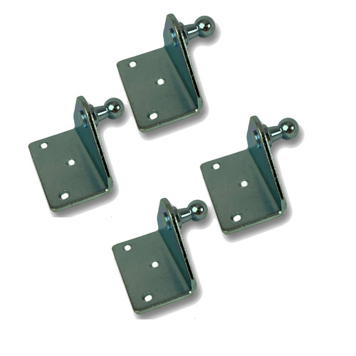 Qty (4) ENZ Ball Stud Joint 10mm=(3/8") 3 Hole Mount L Bracket Zinc