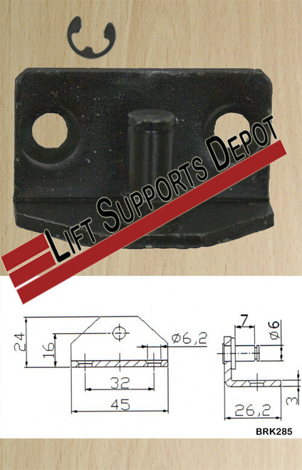 Eyelet Shaft 8MM (5/16) (.32") 2 Hole Angle Bracket Black