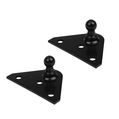 Qty (2) Ball Stud Joint 10mm=(3/8") 3 Hole Mount Flat Bracket Black