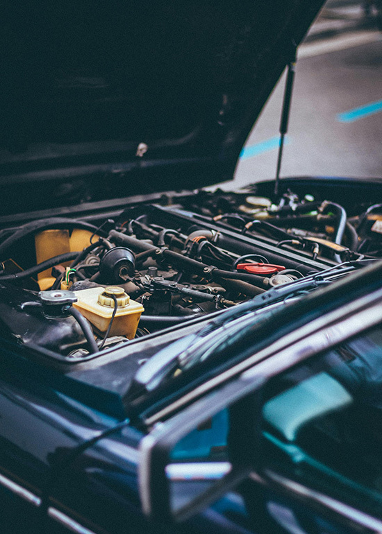 Exposed car engine