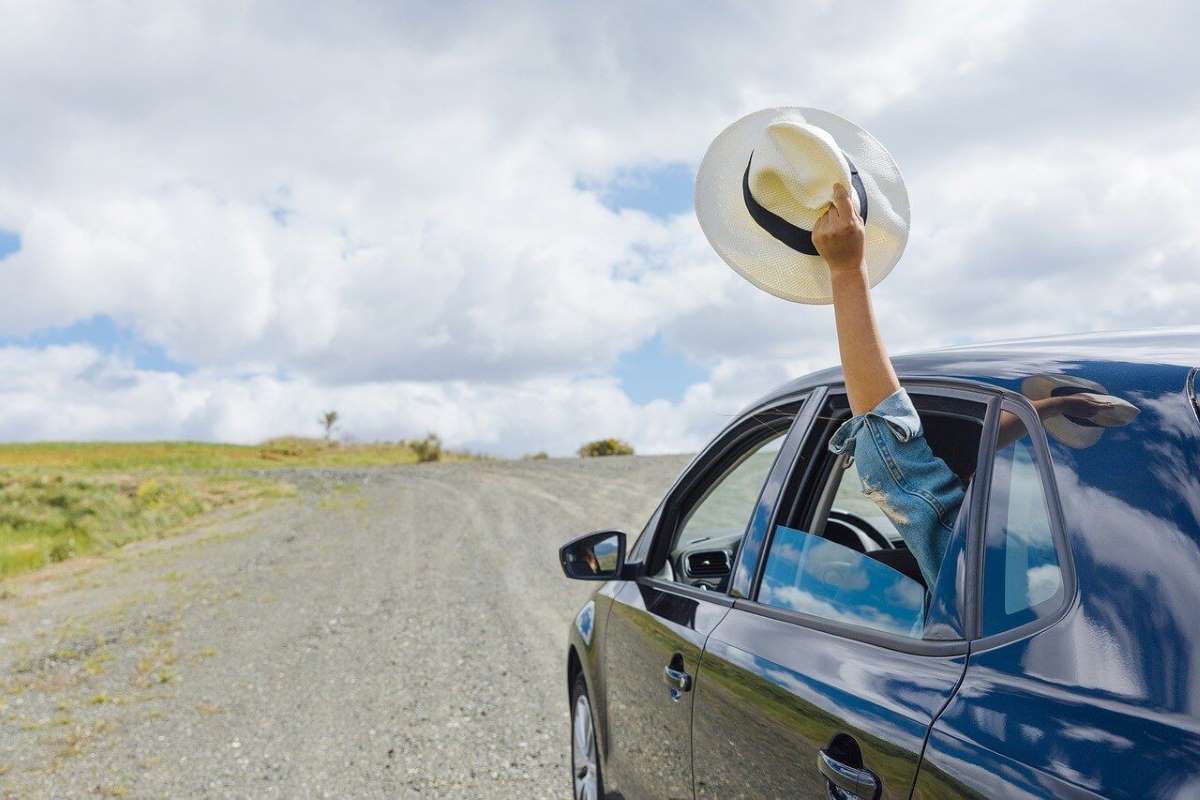 Driving in car on a road trip