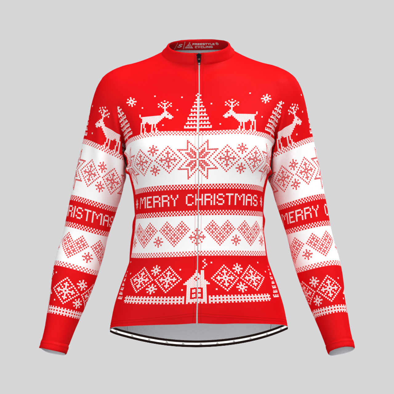 Classic Ugly Christmas sweater Women's LS Cycling Jersey - Red