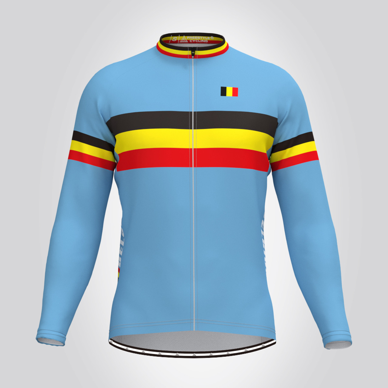 Belgium National Flag Men's Long Sleeve Cycling Jersey |  Freestylecycling.com