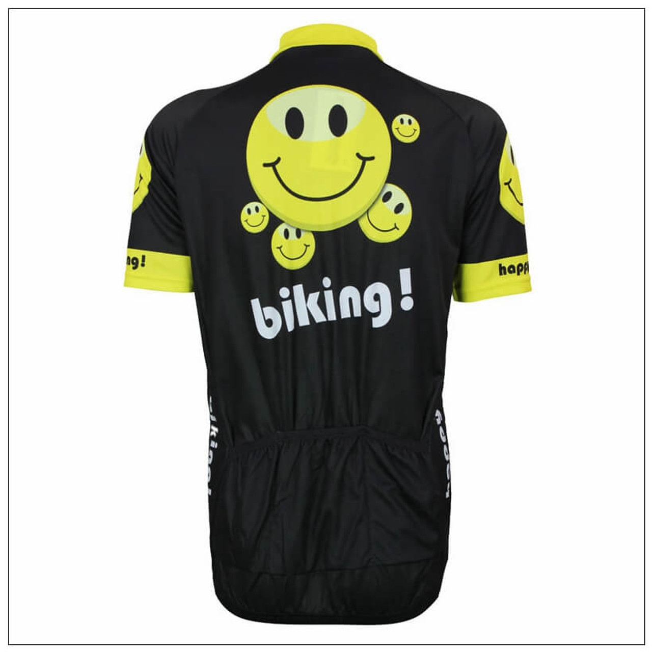 Happy Bike Emoji Yellow Black Cycling Jersey | Freestylecycling.com