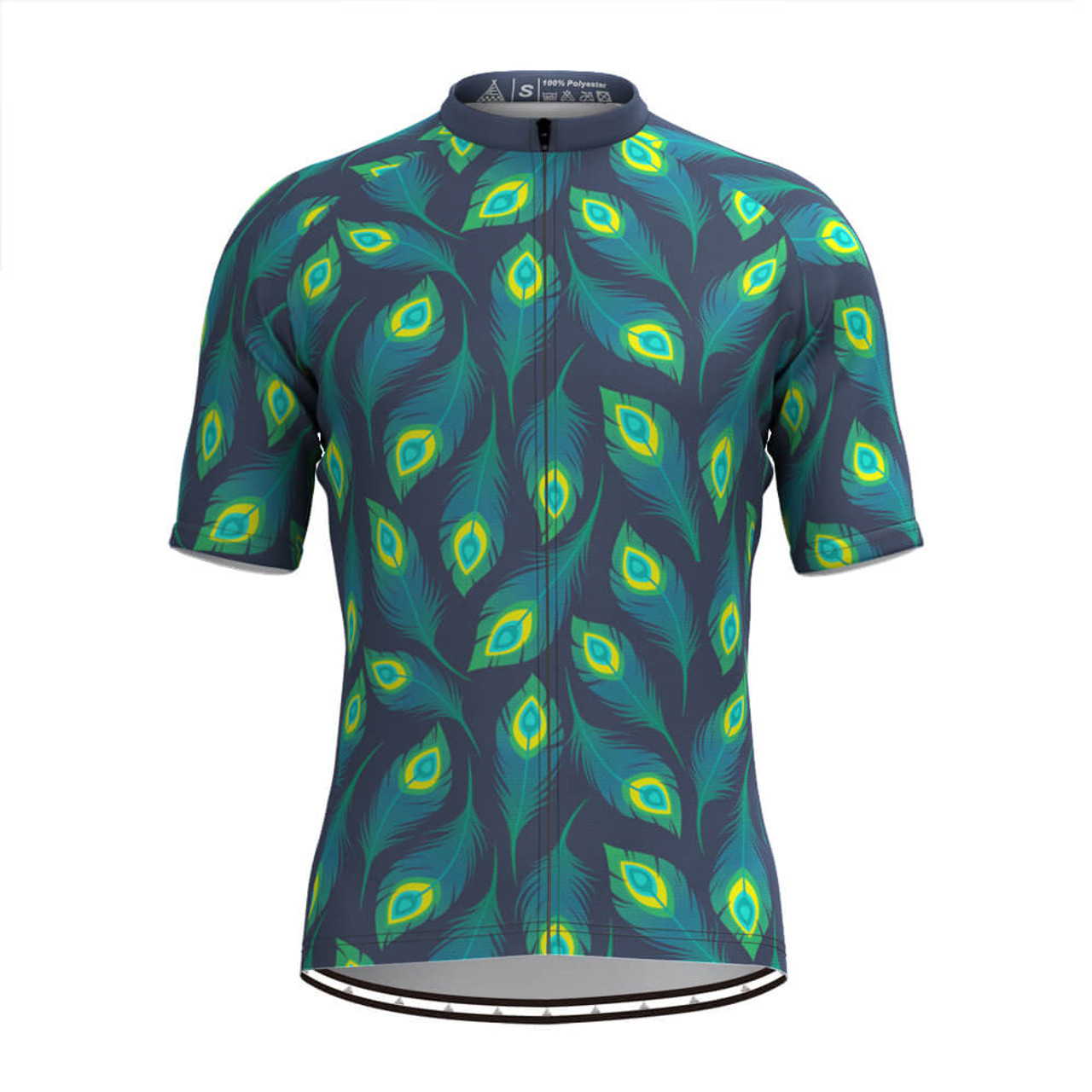 Men's Allover Peafowl Feather Print Cycling Jersey