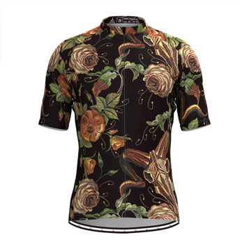 Men's Retro Rose Flower Embroidery Stitches Cycling Jersey V2 Men's Retro Rose Flower Embroidery Stitches Cycling Jersey V2