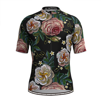 Men's Retro Rose Flower Embroidery Stitches Cycling Jersey V3 Men's Retro Rose Flower Embroidery Stitches Cycling Jersey V3
