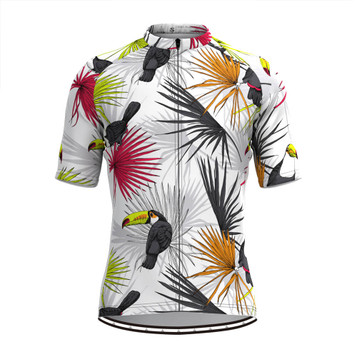 Men's Toucans Tropical Plant Print Hawaiian Cycling Jersey Men's Toucans Tropical Plant Print Hawaiian Cycling Jersey