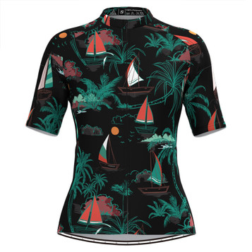 Women's Tropical & Sailboat Print Hawaiian Cycling Jersey
