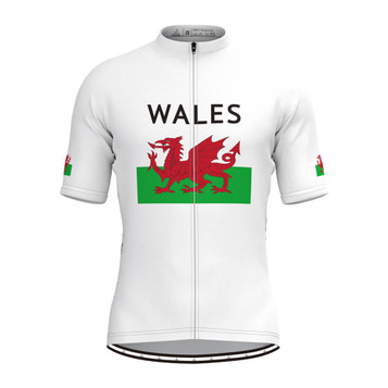 Wales Flag Men's Cycling Jersey White Wales Flag Men's Cycling Jersey White