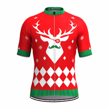 Ugly Christmas Sweater Elk Cycling Jersey Red Ugly Christmas Sweater Elk Cycling Jersey Red
