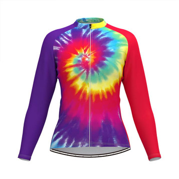 Tie Dye Rainbow Women's Long Sleeve Cycling Jersey