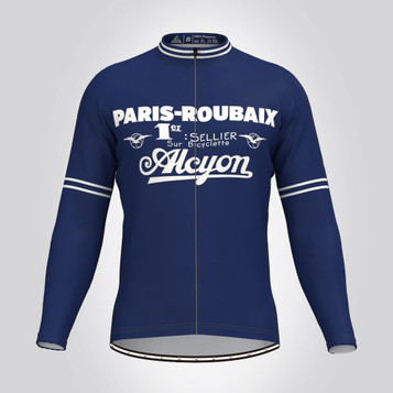 Retro Paris Roubaix Men's LS Cycling Jersey Blue Retro Paris Roubaix Men's LS Cycling Jersey Blue