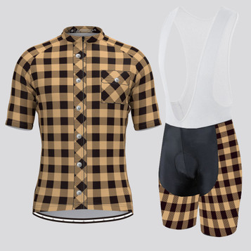 Plaid Checkered Shirt V2 Men's Cycling Kit Gray Plaid Checkered Shirt V2 Men's Cycling Kit Gray