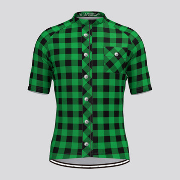 Plaid Checkered Shirt V2 Men's Cycling Jersey Green