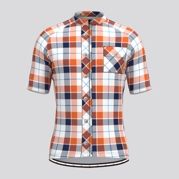 Plaid Checkered Shirt V13 Men's Cycling Jersey