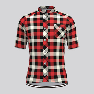 Plaid Checkered Shirt V16 Men's Cycling Jersey Plaid Checkered Shirt V16 Men's Cycling Jersey