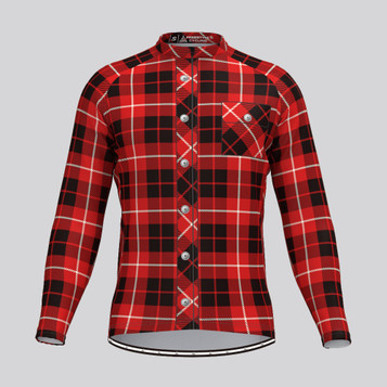 Plaid Checkered Shirt V5 Men's LS Cycling Jersey Plaid Checkered Shirt V5 Men's LS Cycling Jersey